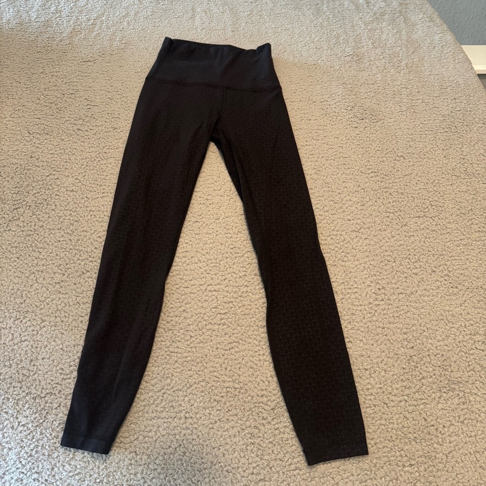 Lululemon Leggings Women 2 Black Solid Align Pant II Lattice Work Emboss
